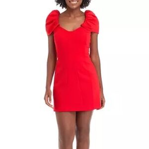 French Connections Red Whisper Sweetheart Neck Short Dress - Size 14
